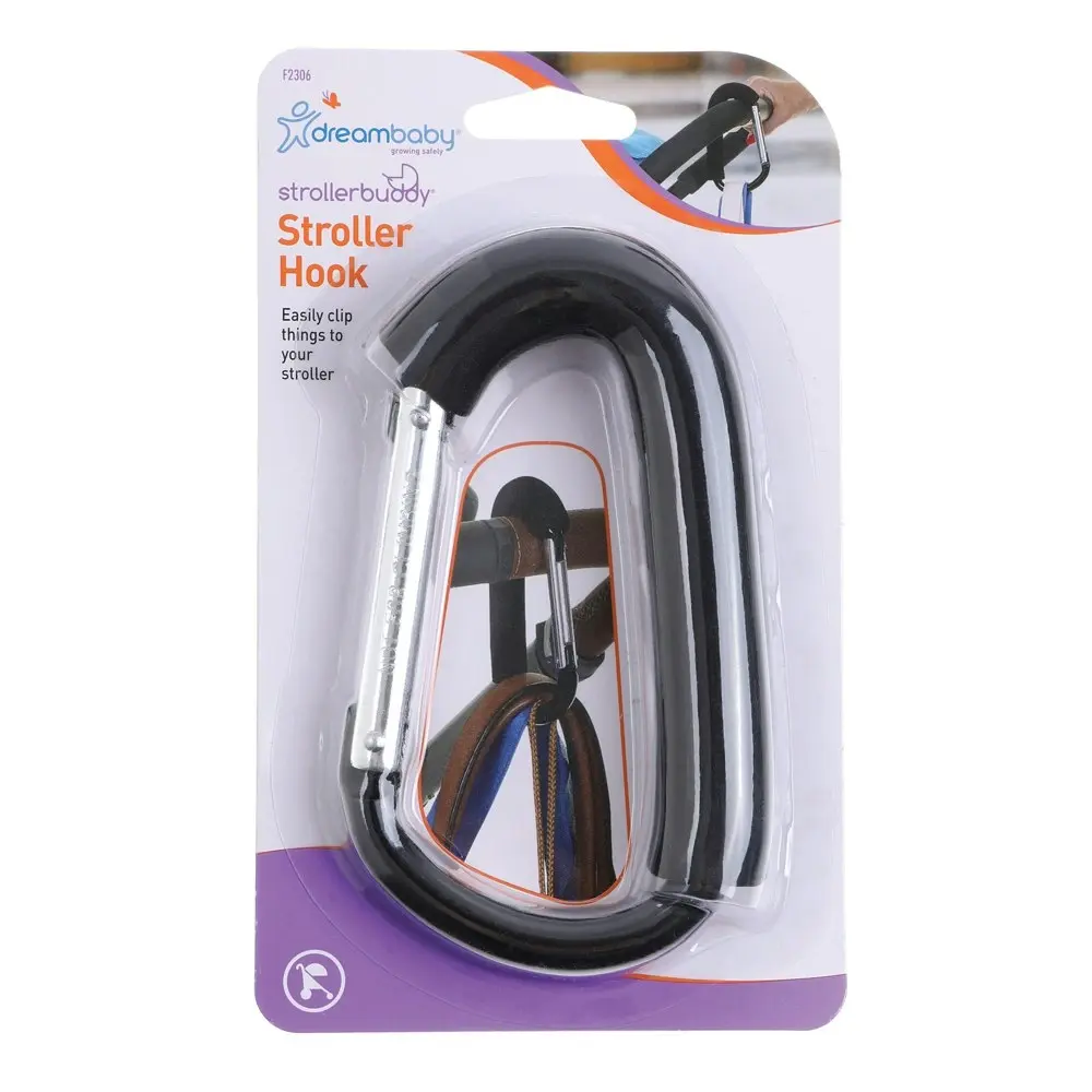 2PK dreambaby Carry Clip Hook Carabiner For Stroller/Pram Shopping Trolley Black