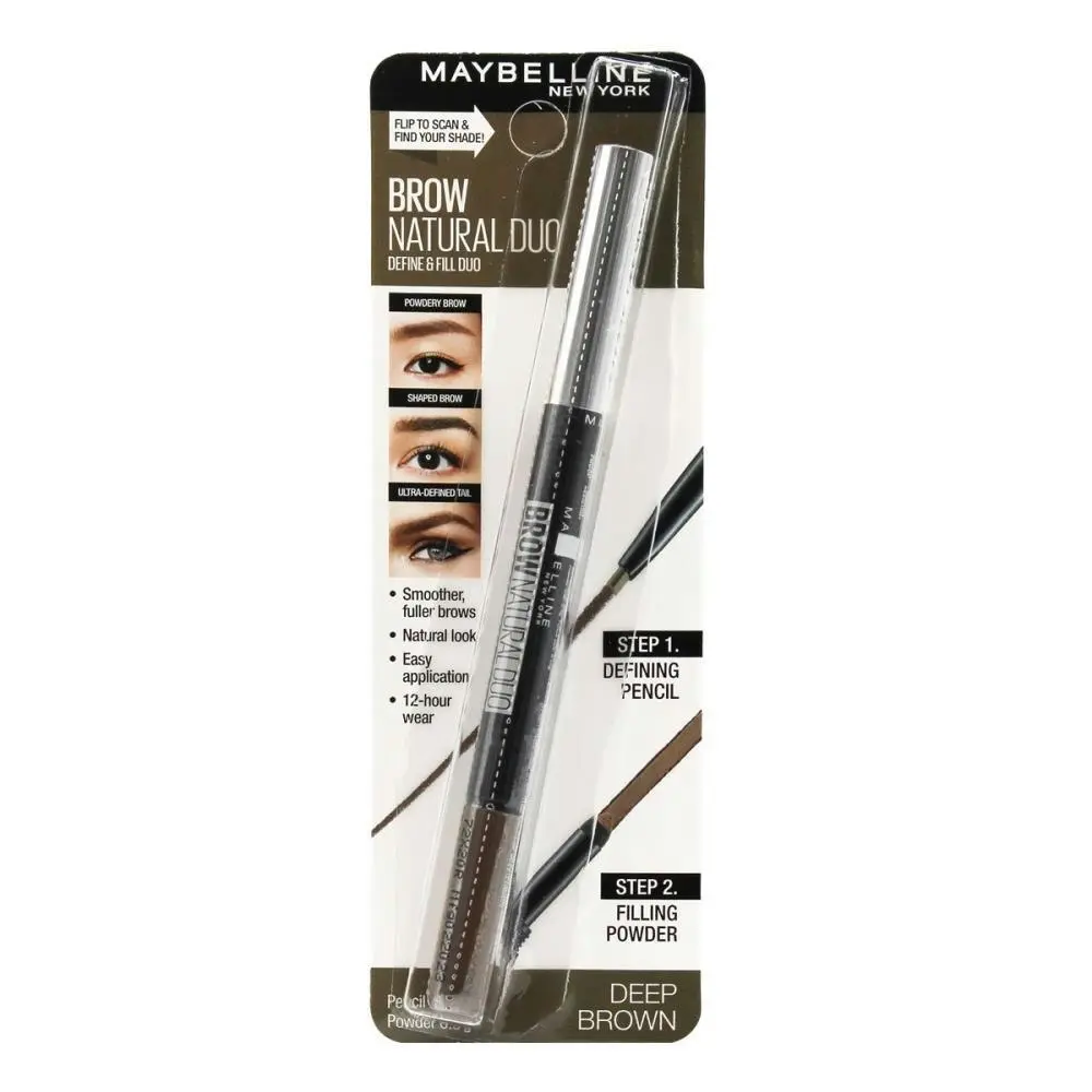 12x Maybelline Brow Natural Duo Liner Women Face Beauty Makeup Deep Brown 0.15g