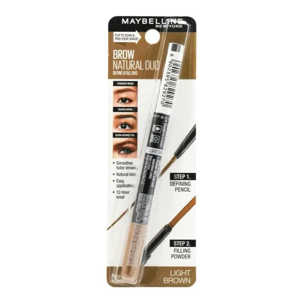 6x Maybelline Brow Natural Duo Liner Women Cosmetic Beauty Makeup Light BRWN 20g