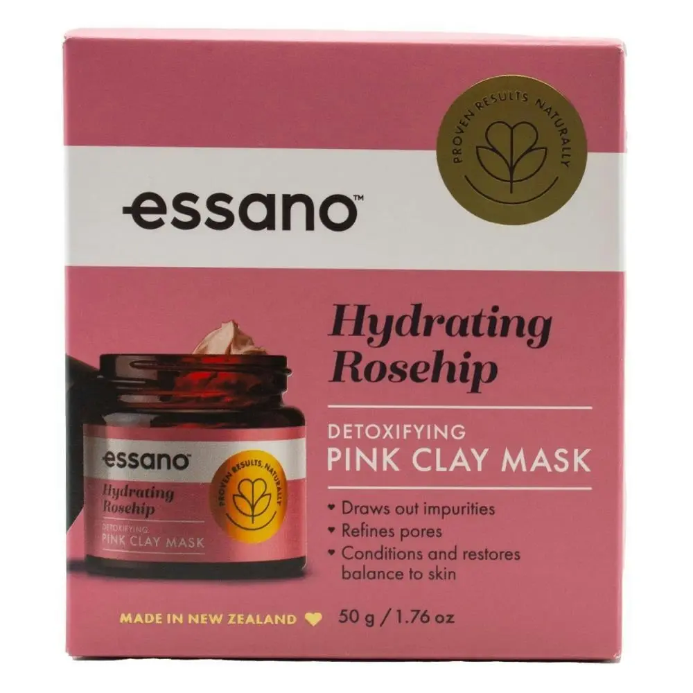 6x Essano Hydrating Rosehip Detoxifying Pink Clay Mask Face/Skin Care Cream 50g