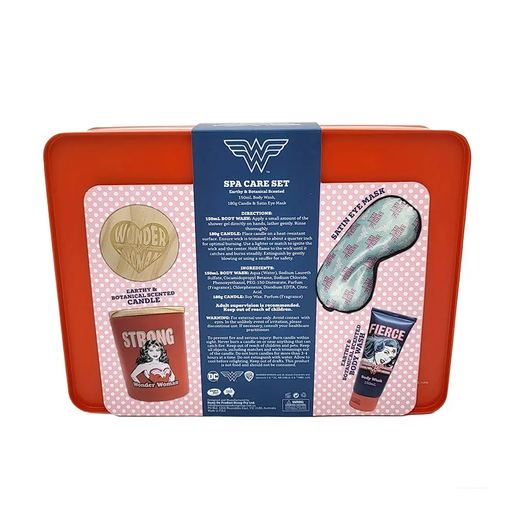 Wonder Woman Body Wash/Candle/Satin Eye Mask Toiletry Spa Self Care Set