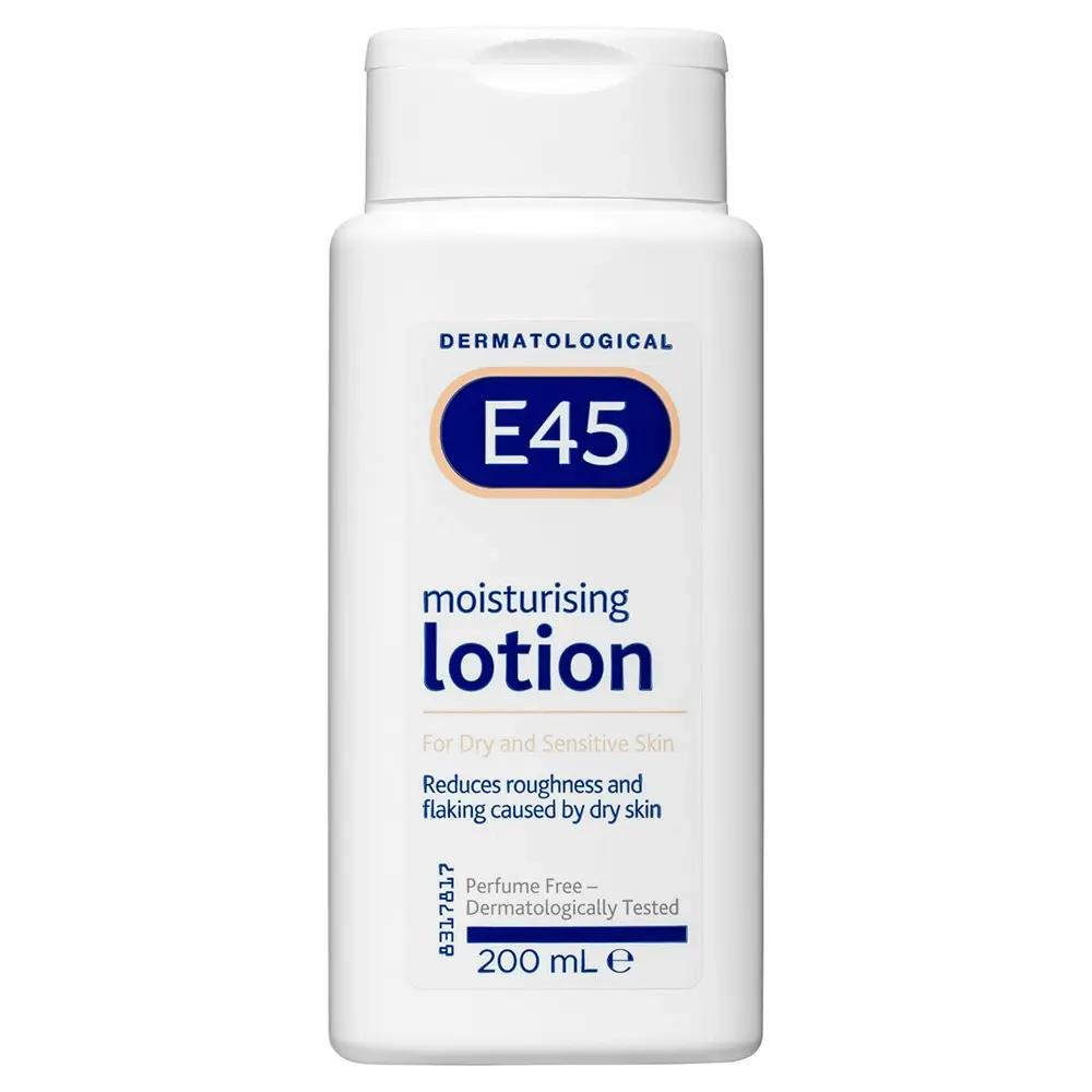 2x E45 Moisturising Lotion 200ml Care f/ Dry/Sensitive Skin Body/Face/Hands