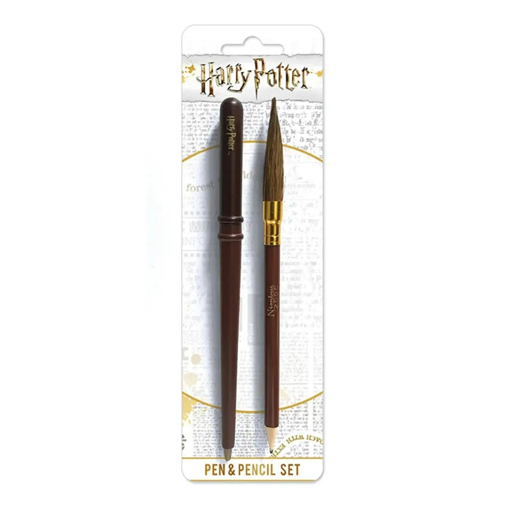 6pc Wizarding World Harry Potter Wand And Brush Themed Novelty Pen Set