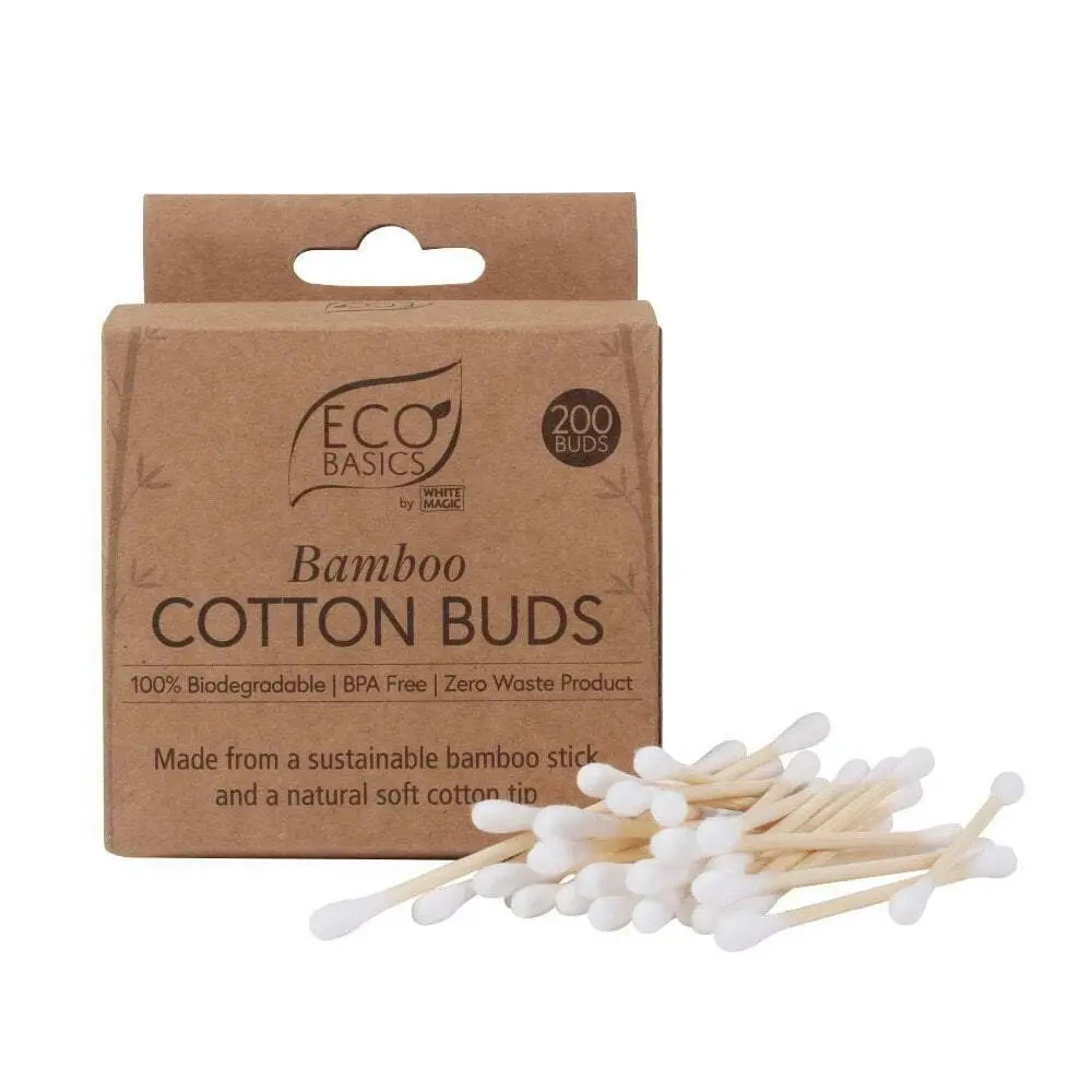 3x Eco Basics Bamboo Soft Cotton Buds/Tips Ear Cleaning Swabs Wax Removal Tool