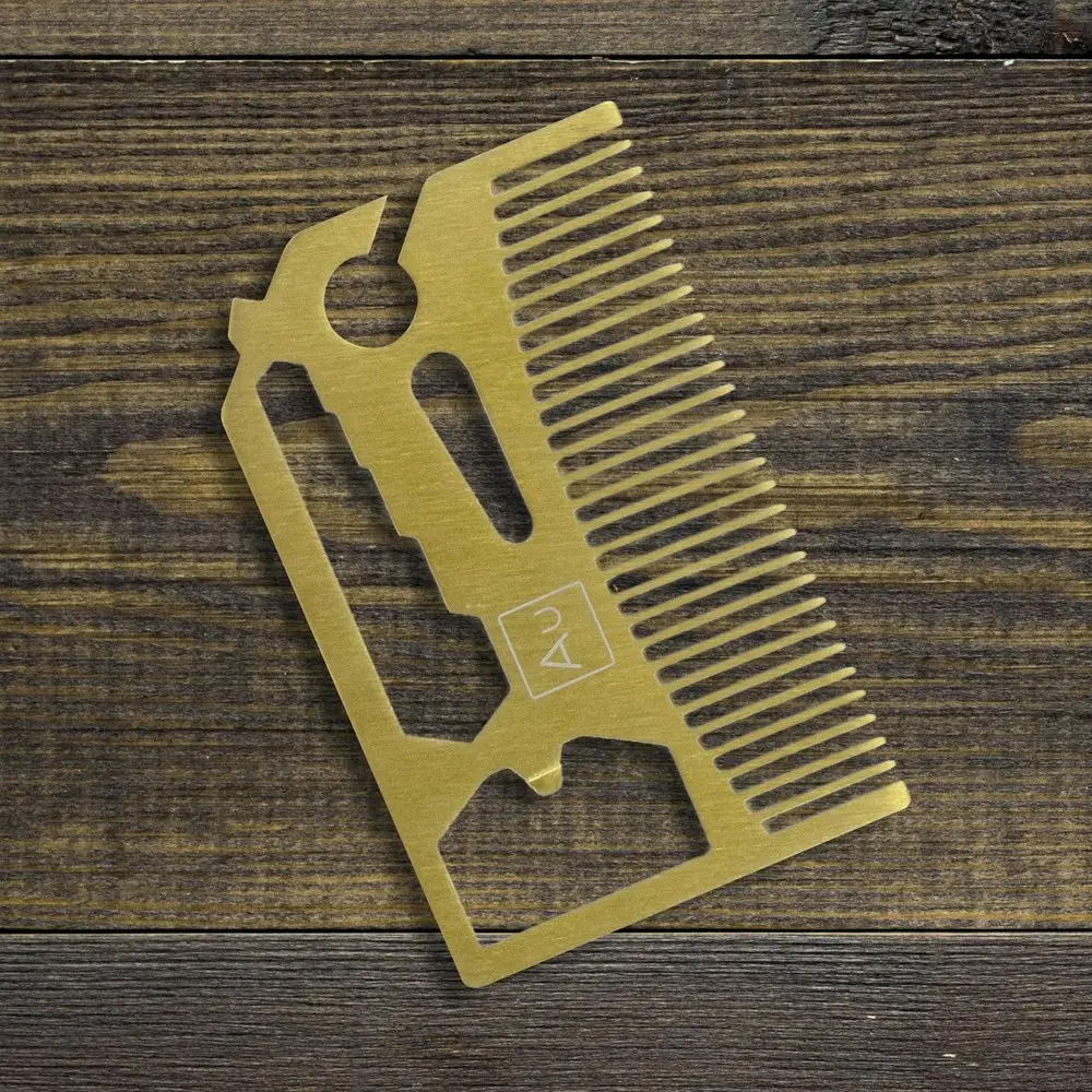 Gift Republic Men's 6-in-1 Pocket Beard Comb Grooming/Styling Multi-Tool Gold