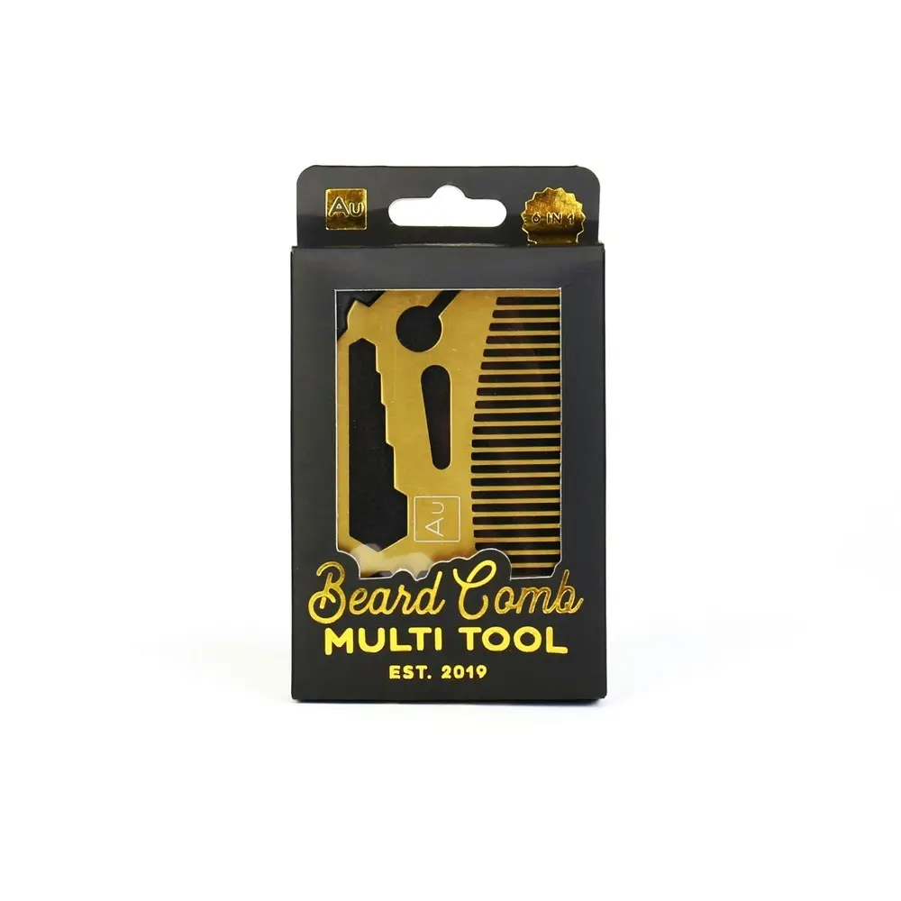 Gift Republic Men's 6-in-1 Pocket Beard Comb Grooming/Styling Multi-Tool Gold