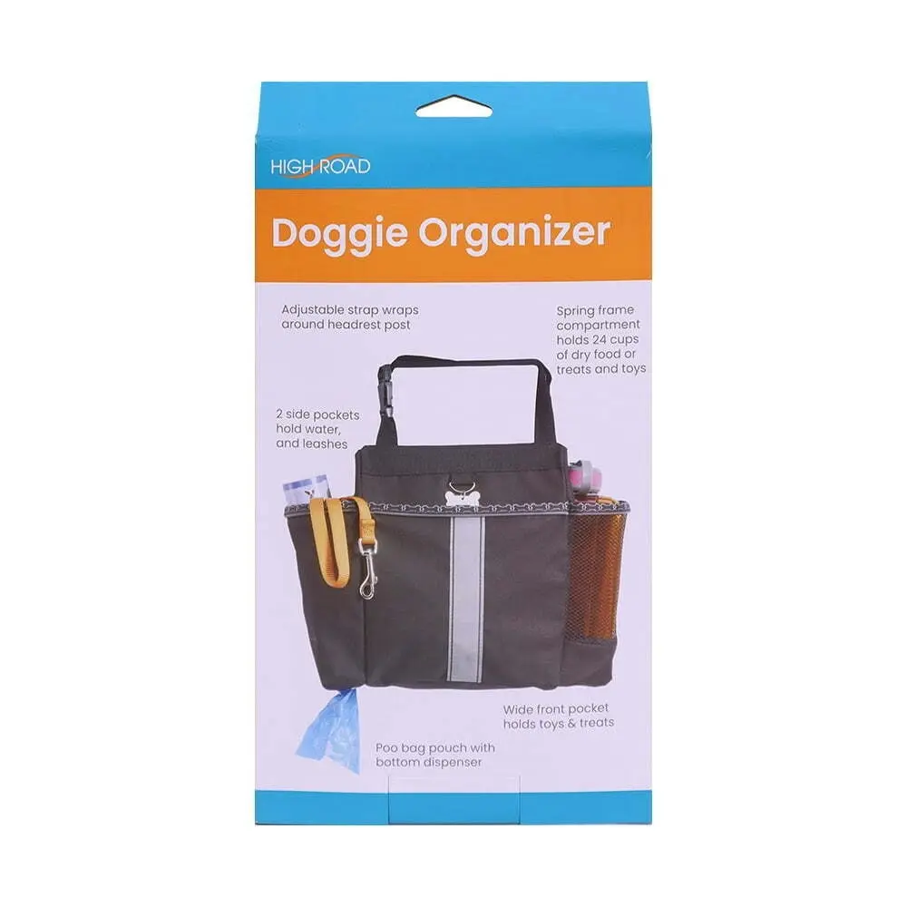 High Road Doggie Treats/Toys Leash Organiser Storage w/ Poo Bag Dispenser Black