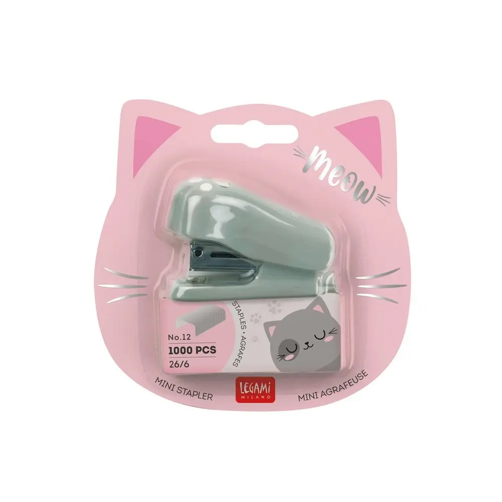 2x Legami Meow Kitty Mini Stapler No.12 w/ 1000pcs Staples Binder Office/School