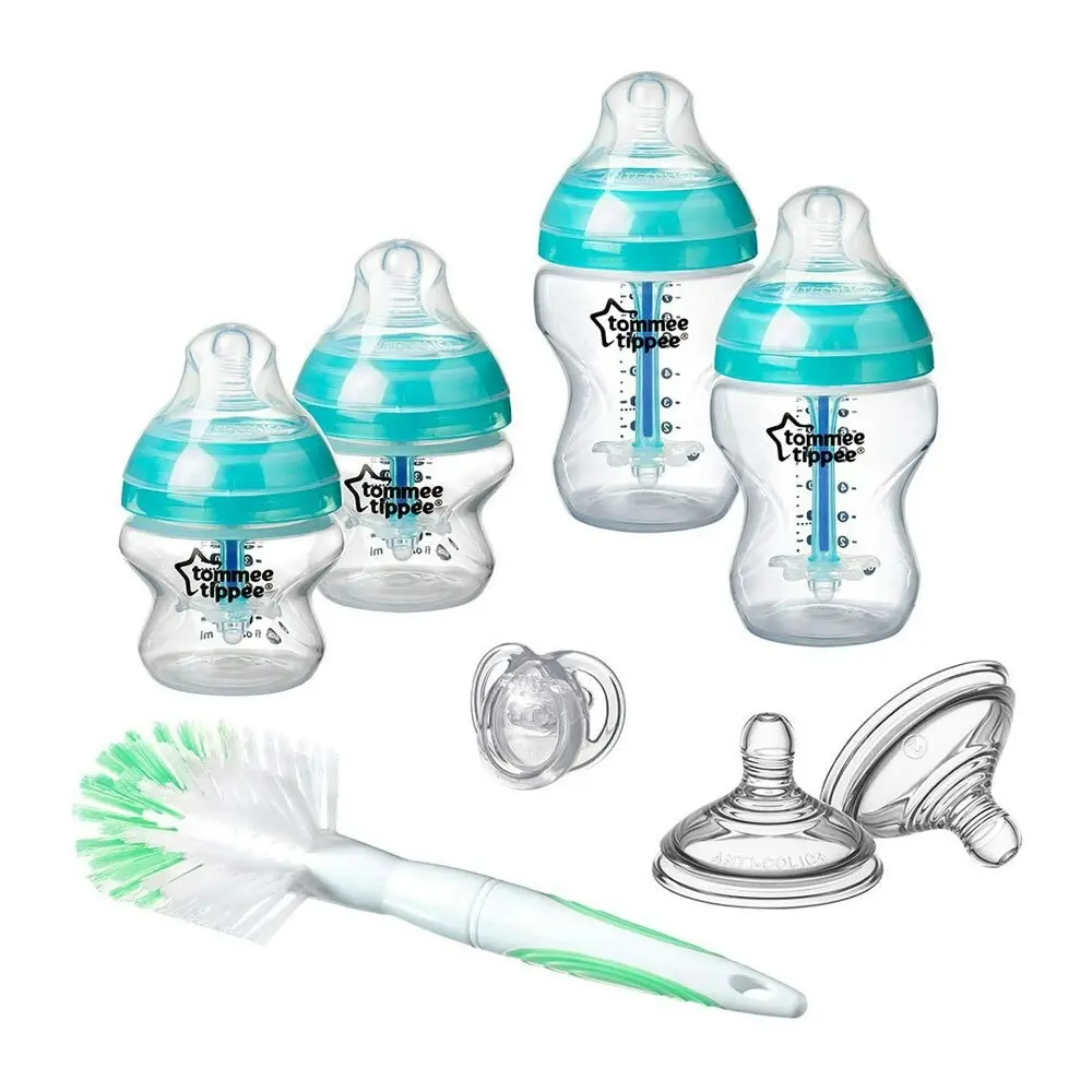 9pc Tommee Tippee Advanced Anti-Colic Newborn Feeding Bottle/Soothers/Brush Set