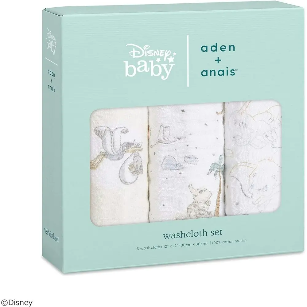 2x 3pc Aden & Anais My Darling Dumbo Baby/Infant Classic Cotton Washcloths Set