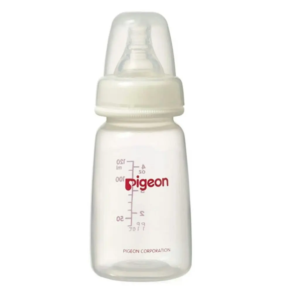 3PK PIGEON 120ml Baby Feeding Bottle w/Slim Neck S Silicone Teat Round Hole 0-3m