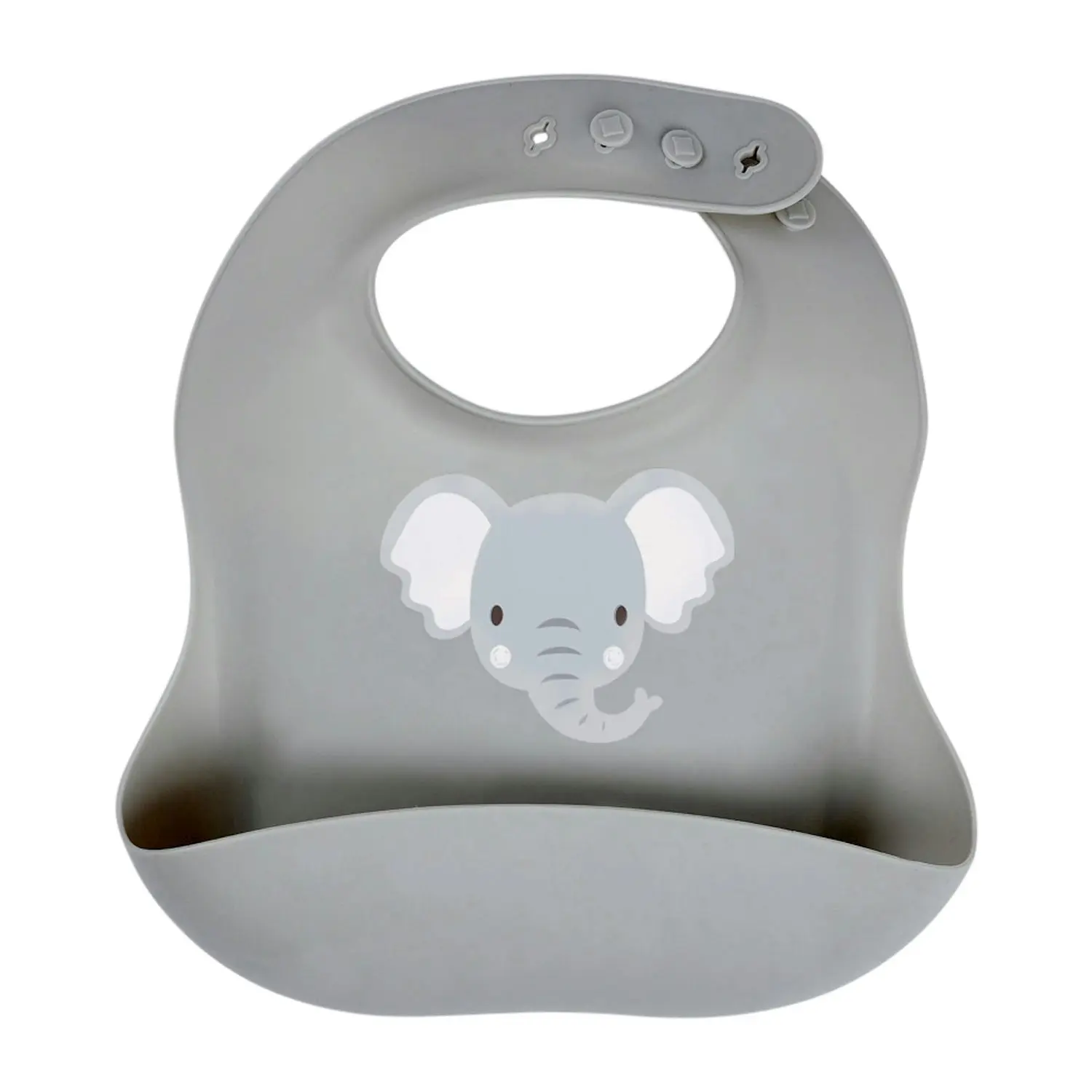 2x Splosh Baby Elephant Silicone Feeding Bib Adjustable Food Catcher 24cm GRY 0+