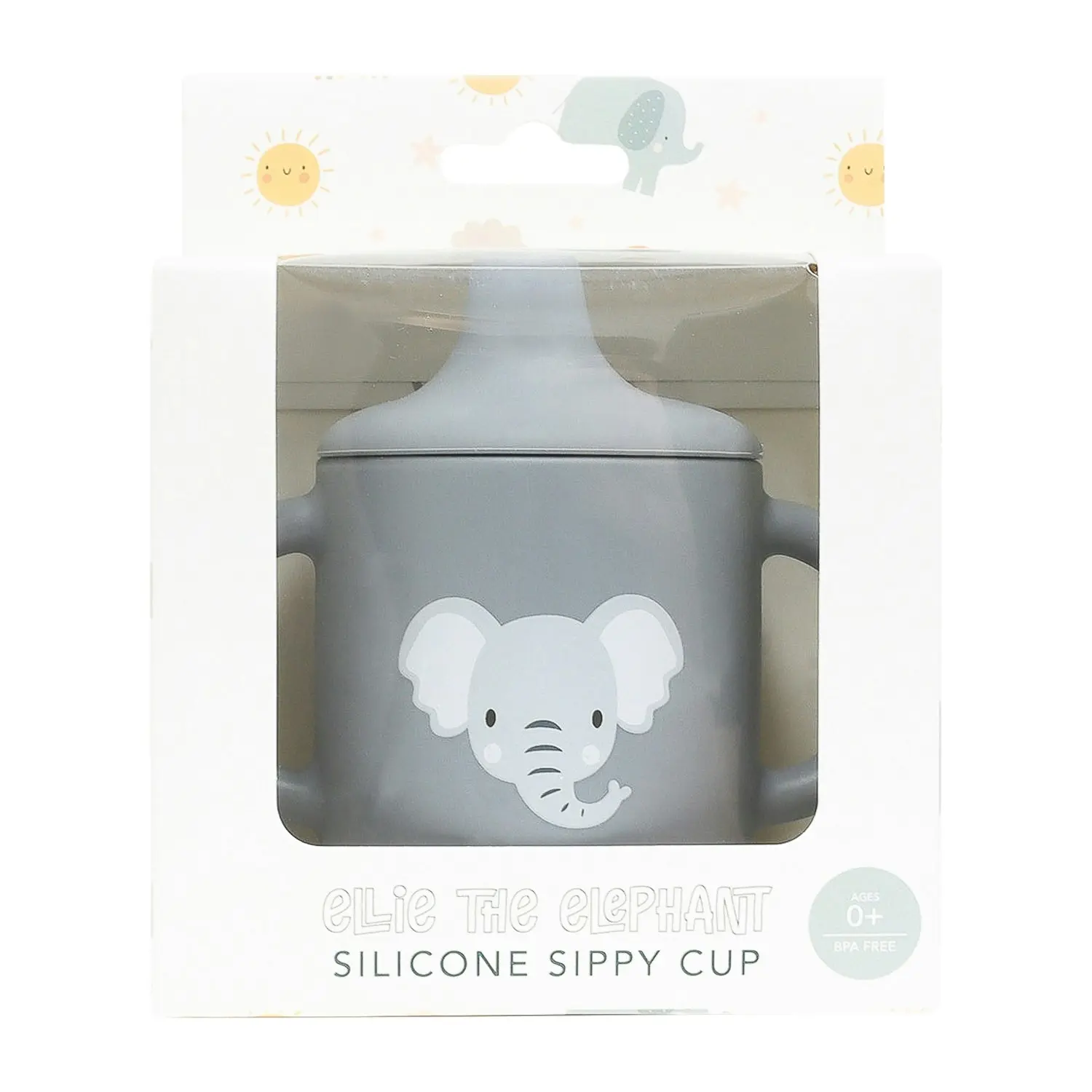 2x Splosh Baby Elephant Silicone Sippy Cup w/ Handles Drinkware 12cm Grey 0+