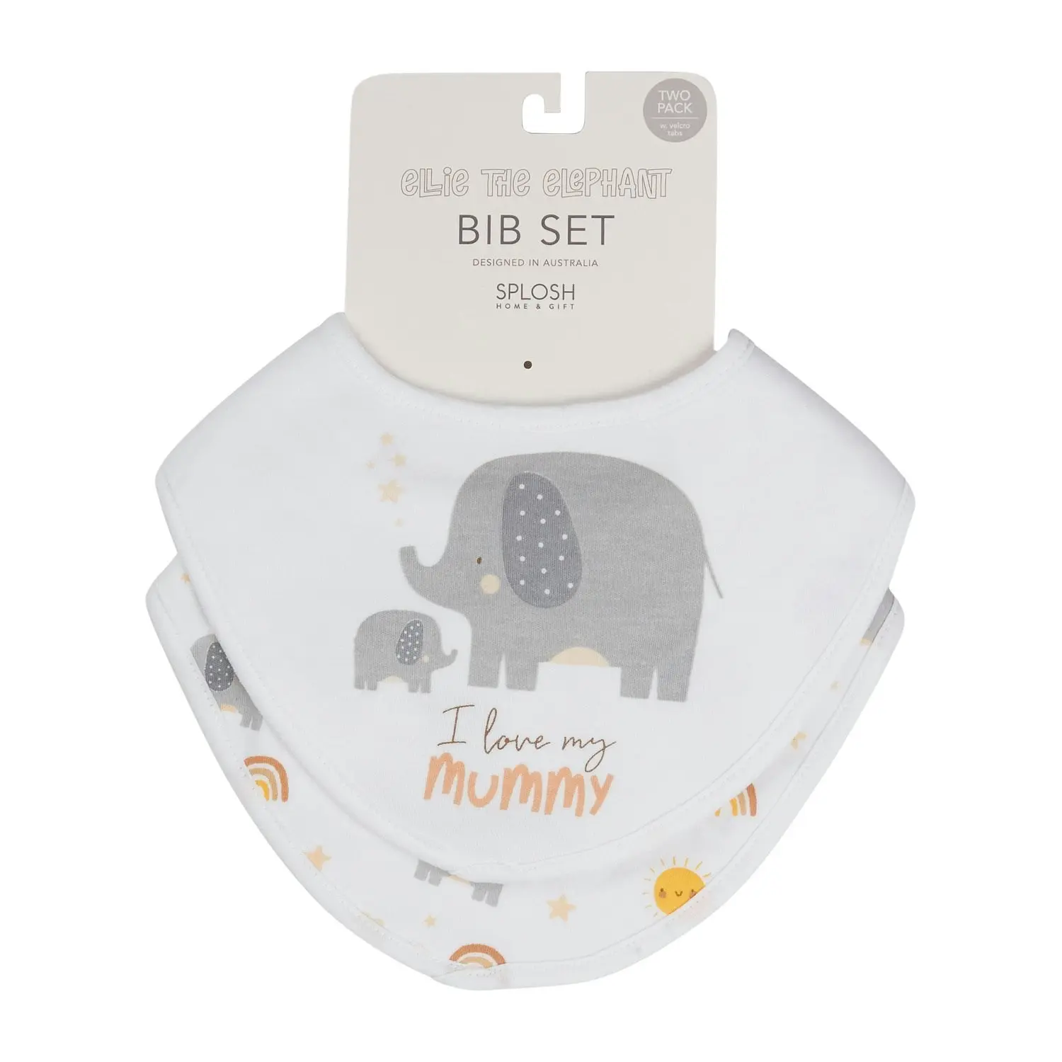 4pc Splosh Baby/Infant Elephant Cotton Feeding Bib Terry Absorbent 22x30cm Grey