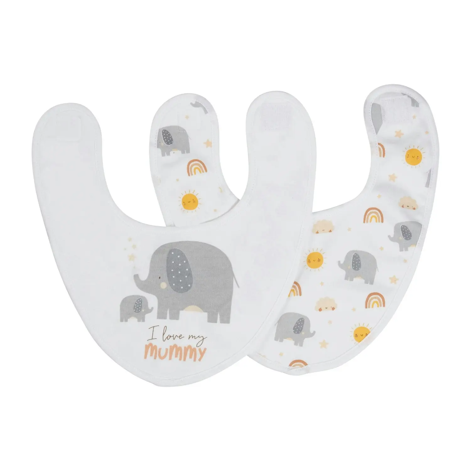 4pc Splosh Baby/Infant Elephant Cotton Feeding Bib Terry Absorbent 22x30cm Grey