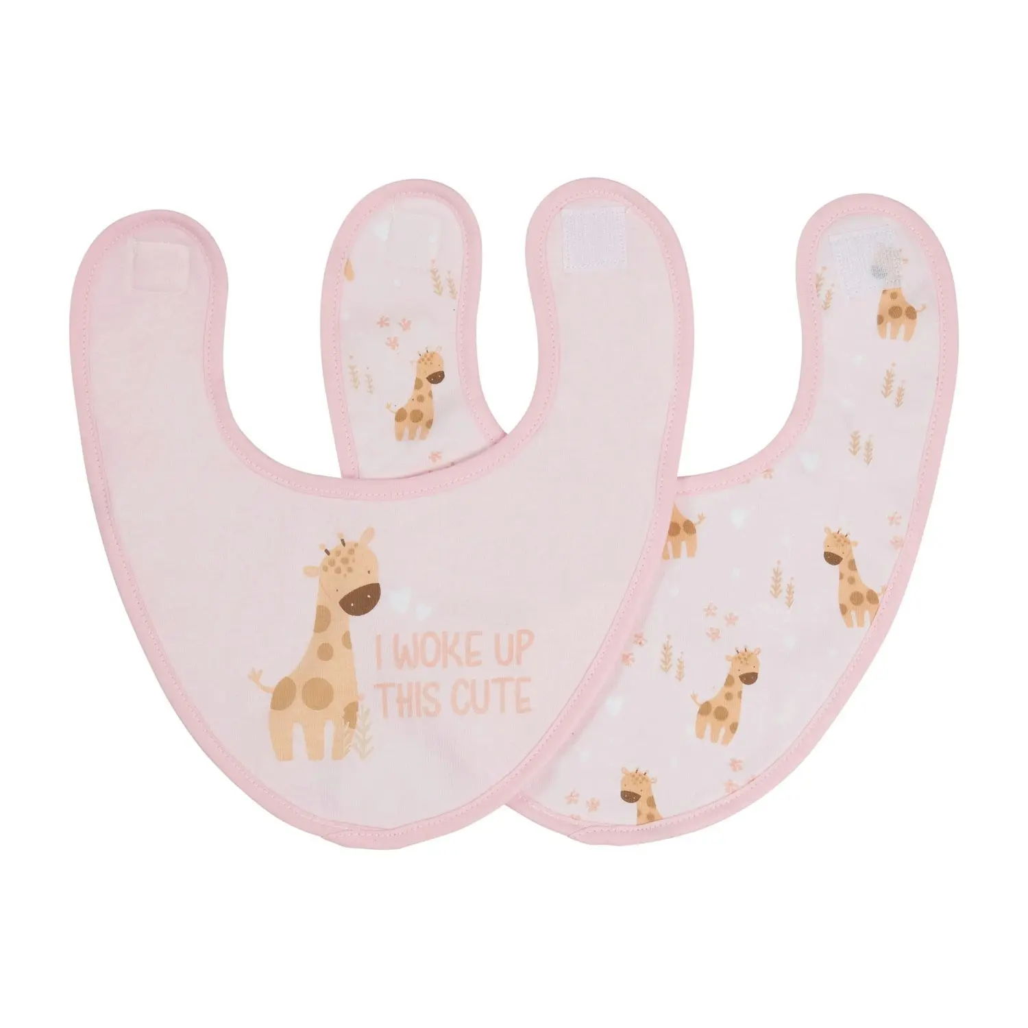 4pc Splosh Baby/Infant Giraffe Cotton Feeding Bib Terry Absorbent 22x30cm Pink