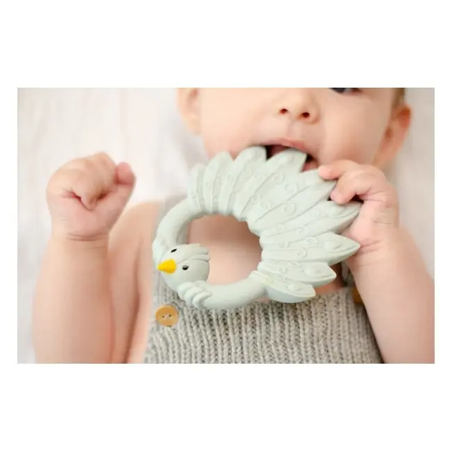 Natruba Peacock 12cm Rubber Teether Chew Sensory Fun Toy Baby 0m+ Light Blue