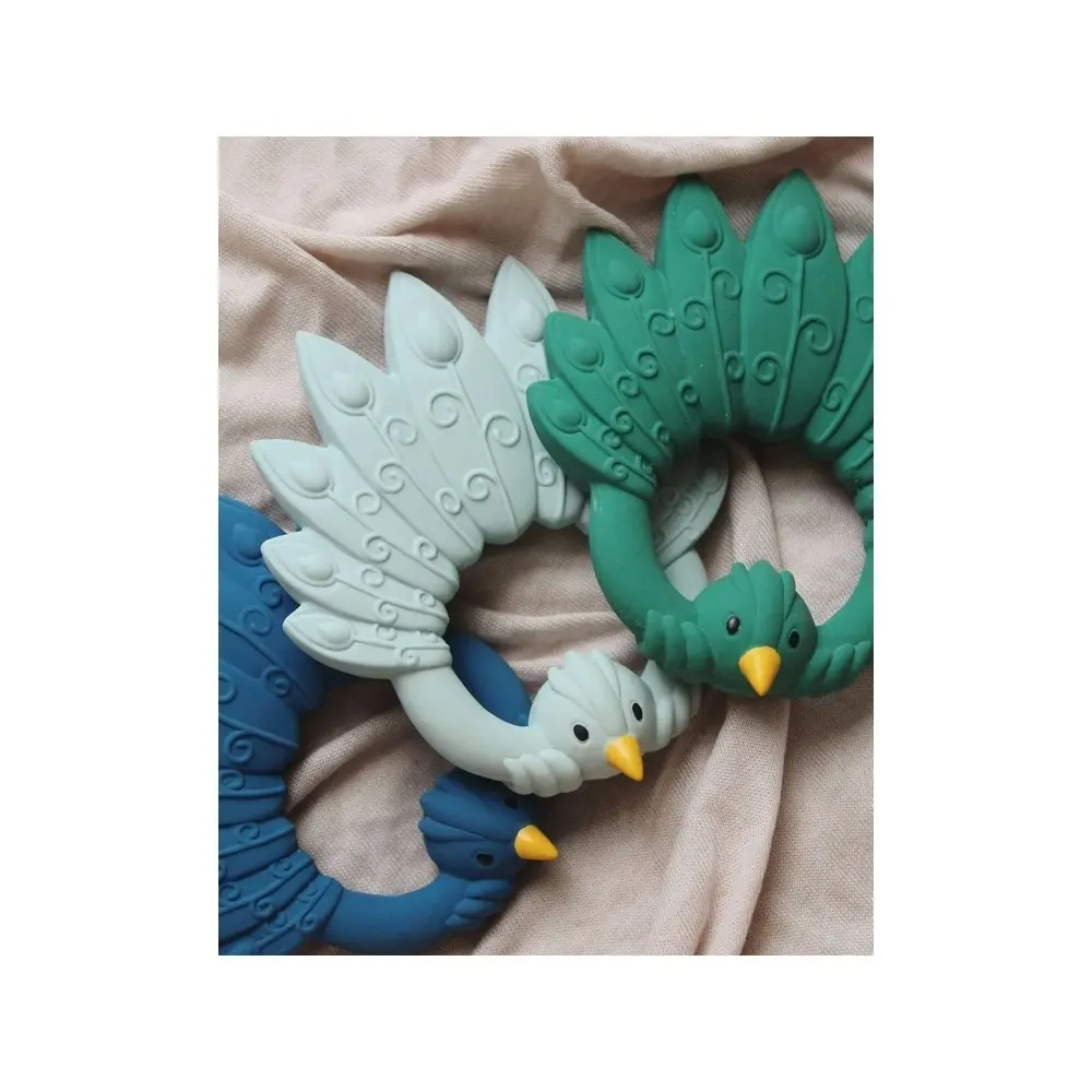 Natruba Peacock 12cm Rubber Teether Chew Sensory Fun Play Toy Baby 0m+ Green