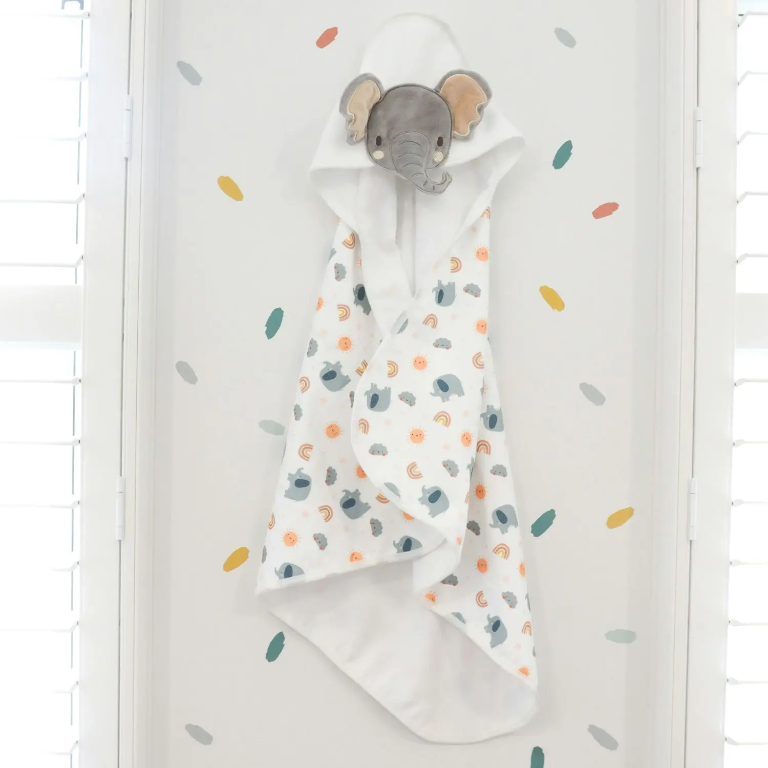 Splosh Baby/Infant Elephant Cotton Hooded Towel Absorbent Poncho 79cm Grey 0+