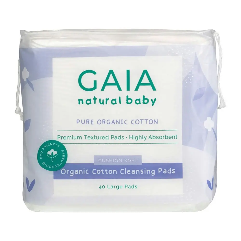 120x Gaia Natural Baby Organic Cotton Cleansing Pads Face/Skin/Body Kids 0m+