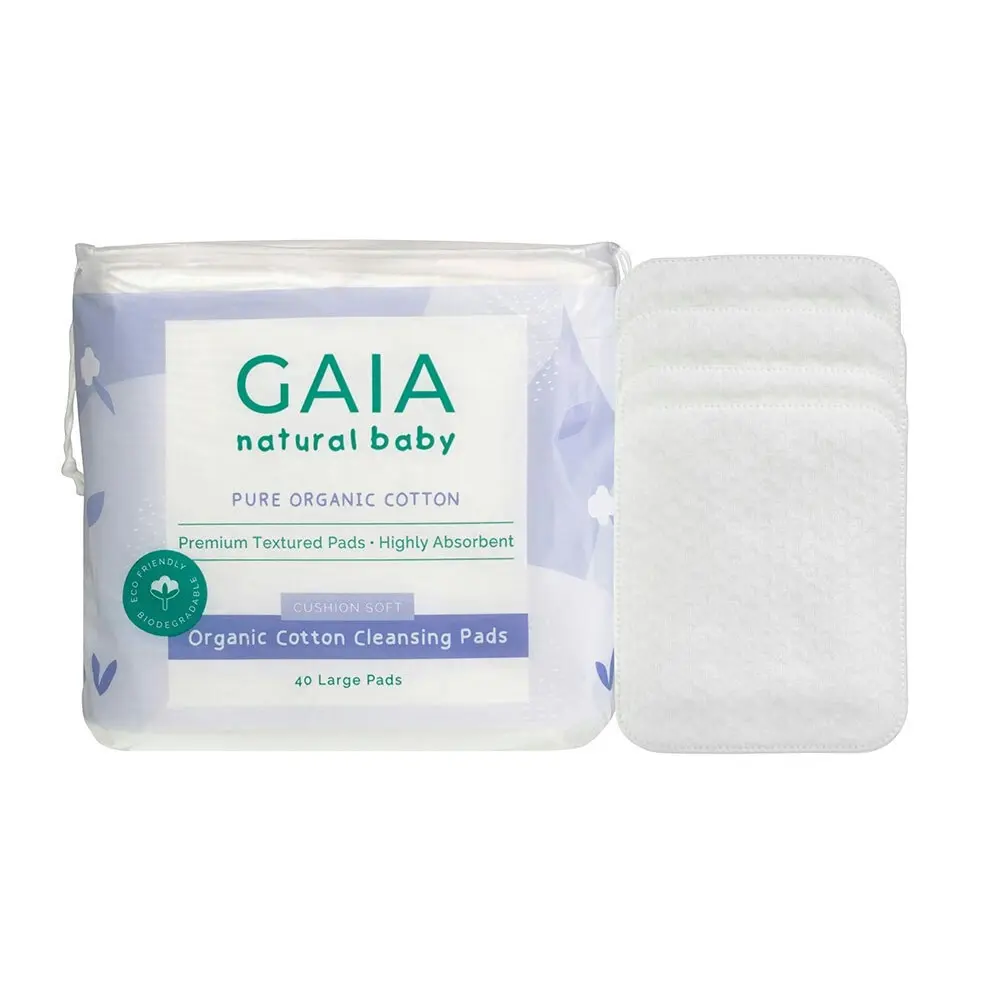 120x Gaia Natural Baby Organic Cotton Cleansing Pads Face/Skin/Body Kids 0m+