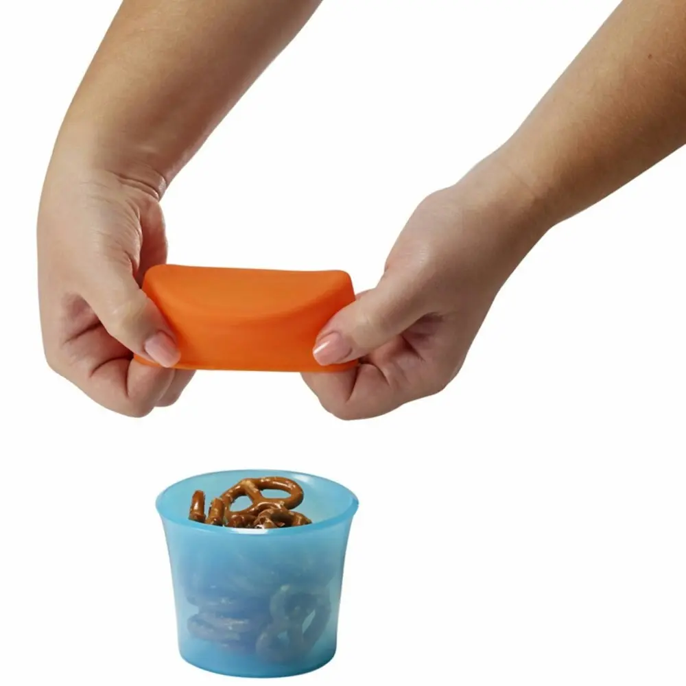 Boon Snug Baby/Toddler Snack Container Food Silicone Lid w/ Cup Storage 9m+ Blue