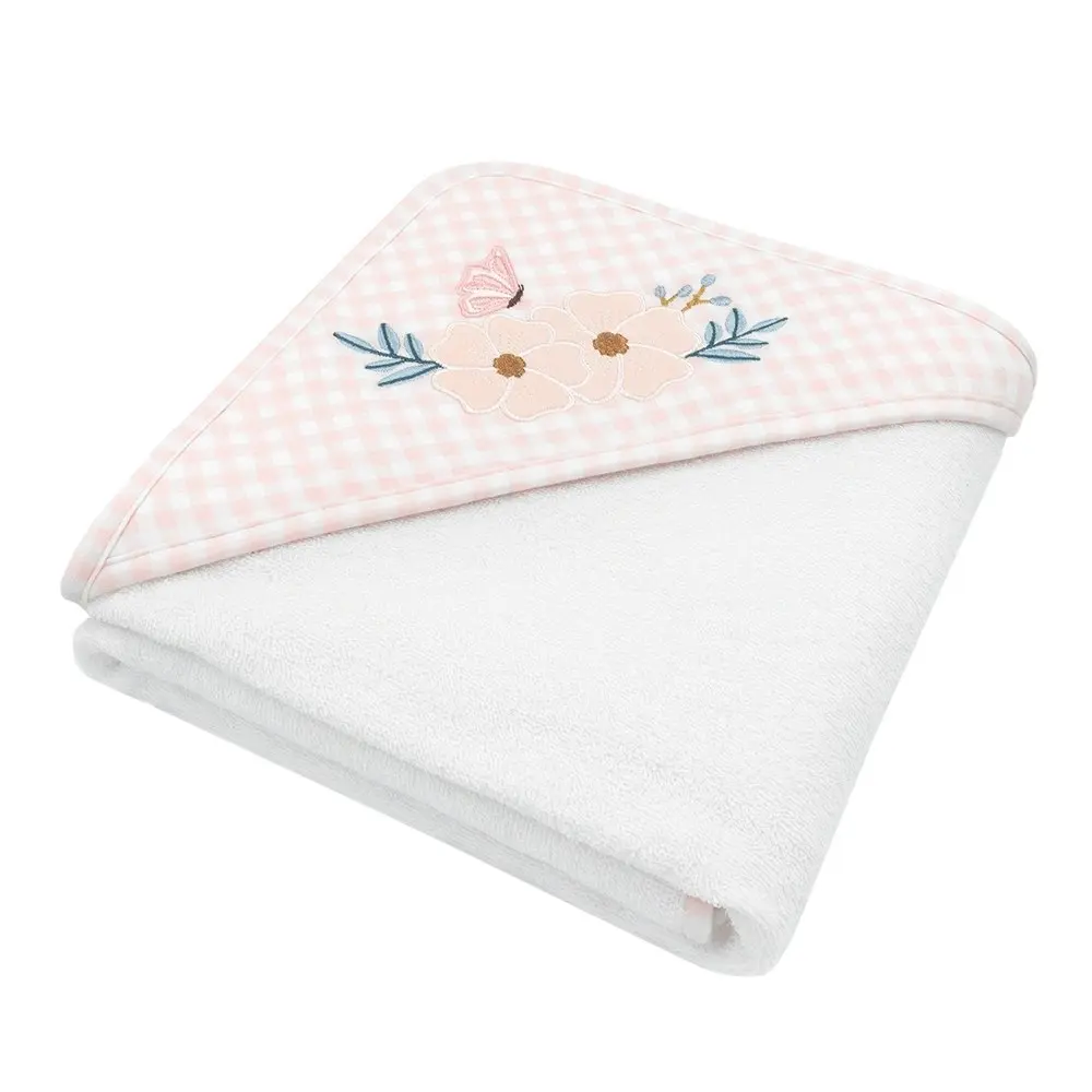 Living Textiles Infant/Baby Cotton Hooded Baby Infant Towel Butterfly Garden