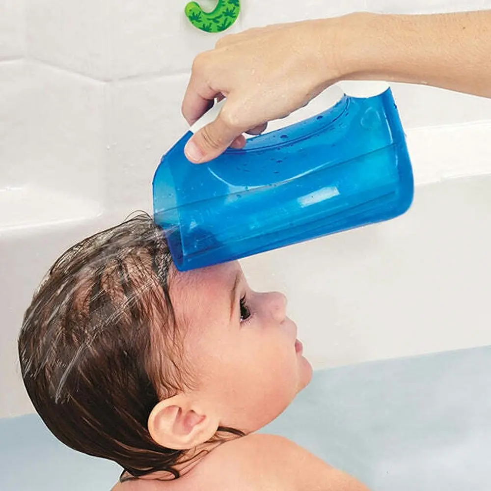 2PK Munchkin Lightweight Bath Jug Shampoo Washing Contoured Rim Rinser Blue 6M+