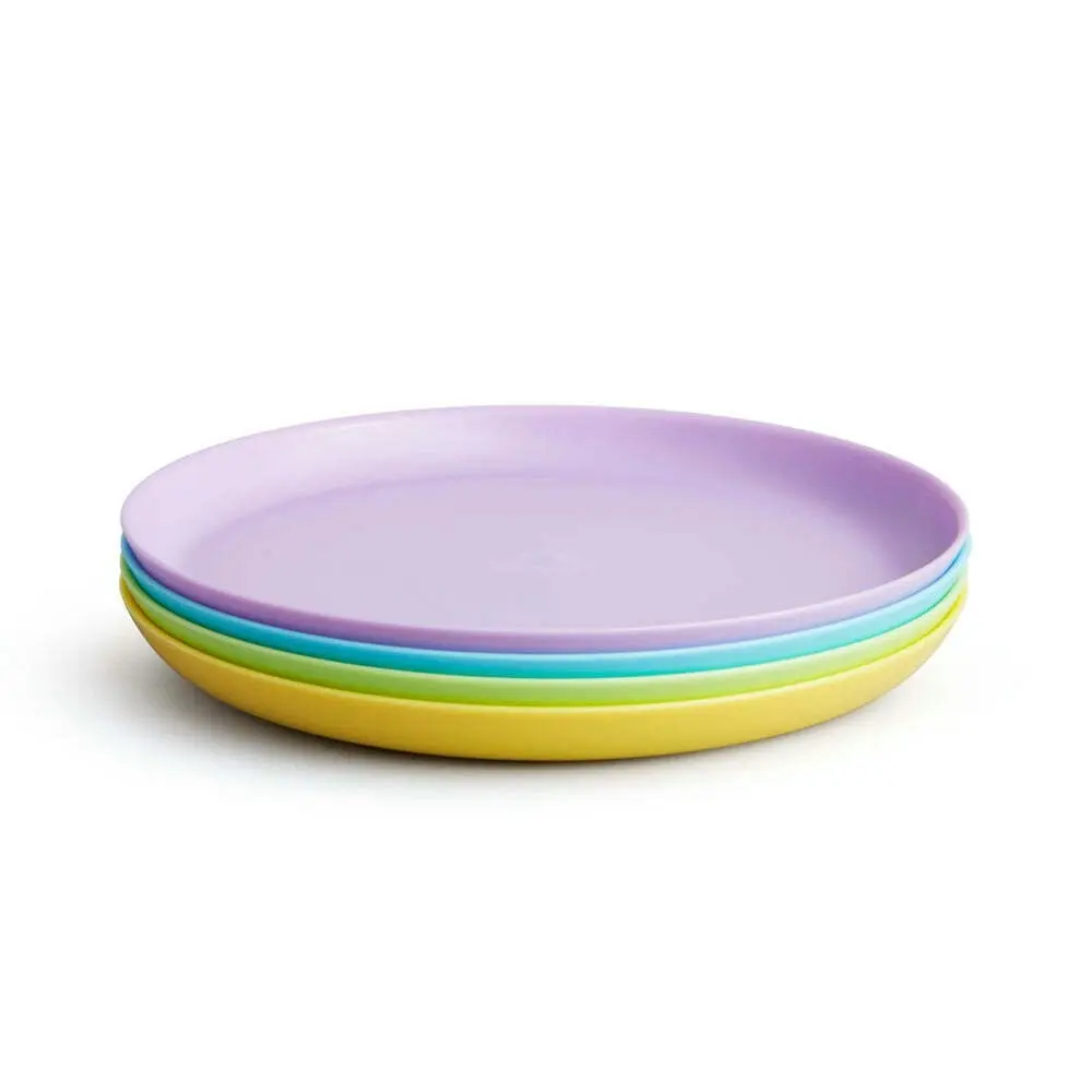 4PC Munchkin BPA-Free Plastic Multi Colourful Assorted Raised Edge Plate Set 6M+