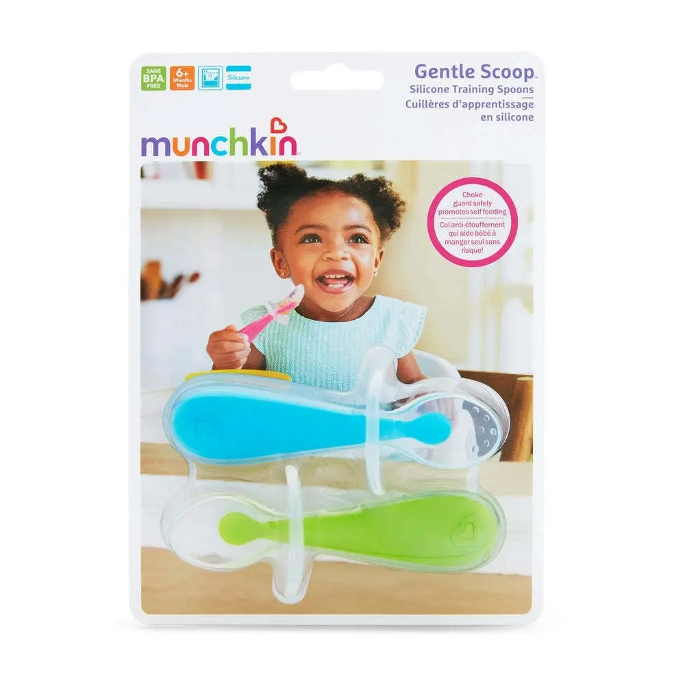 2PC Munchkin Gentle Scoop Toddler/Baby Silicone Training Spoons Set 6M+