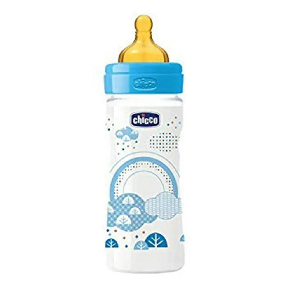 2x Chicco Nursing Baby Well-Being 250ml Feeding Bottle/Anti Colic Teat 2m+ Boy