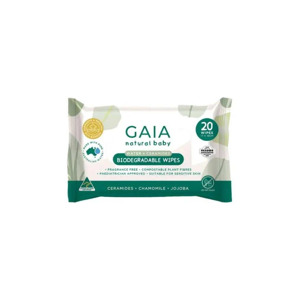 240pc Gaia Natural Baby Biodegradable Unscented Water + Ceramides Wipes