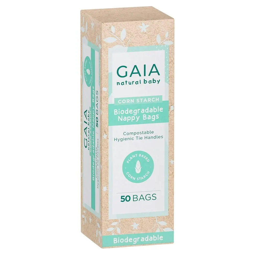 100x Gaia 22x16cm Biodegradable Nappy Bags w/ Easy Tie Handles Baby/Infant