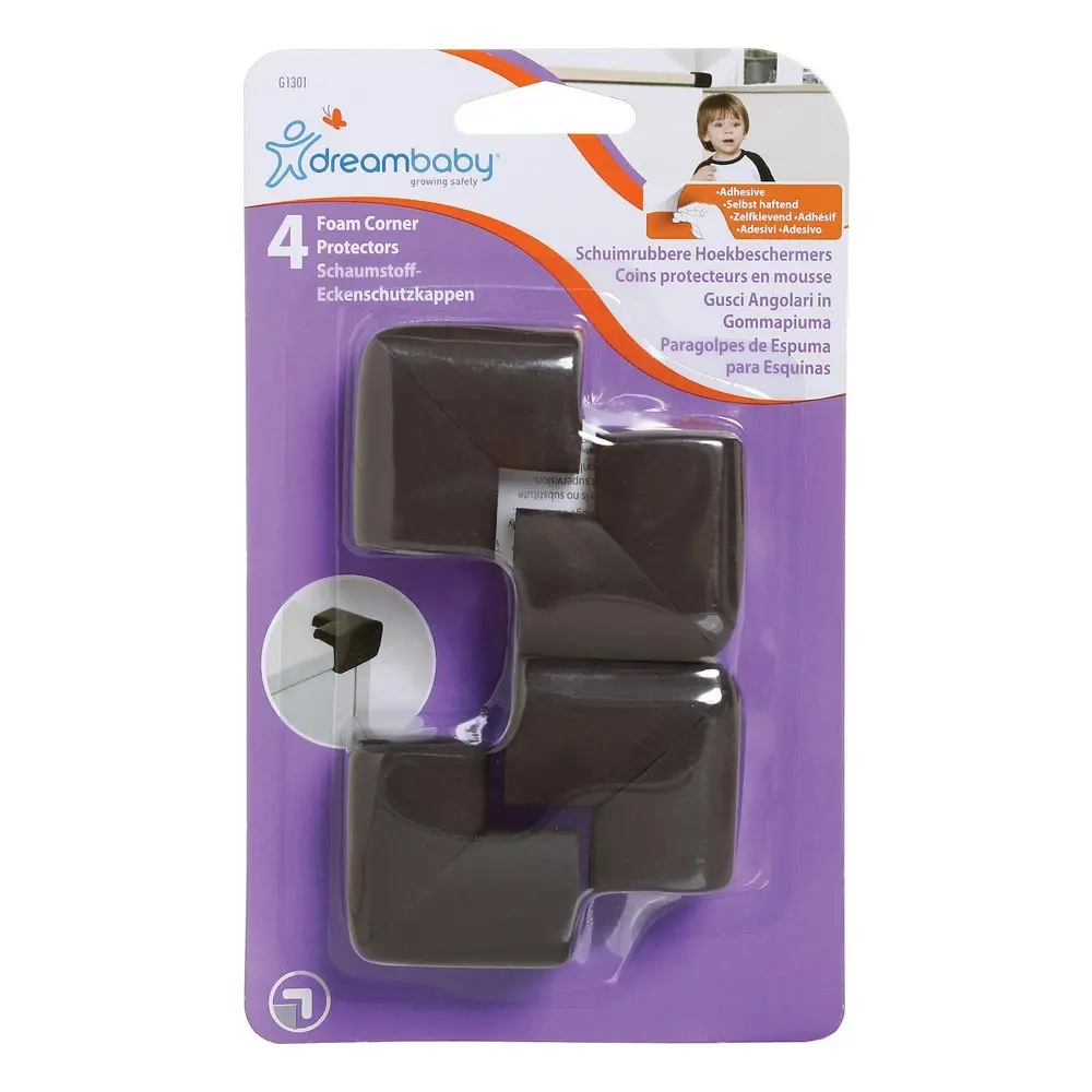 8x dreambaby Baby Safety Foam Furniture Table Corner Edge Padded Bumpers Brown