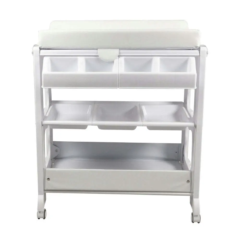 Childcare Palma Diaper/Nappy Change Centre Table w/Storage & Wheels - White 12M+