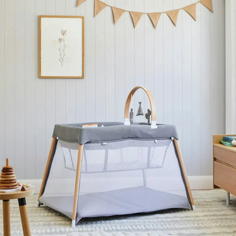 Bebe Care Zuri 116x84cm Timber Portable Crib Baby/Infant Travel Cot Natural 0m+