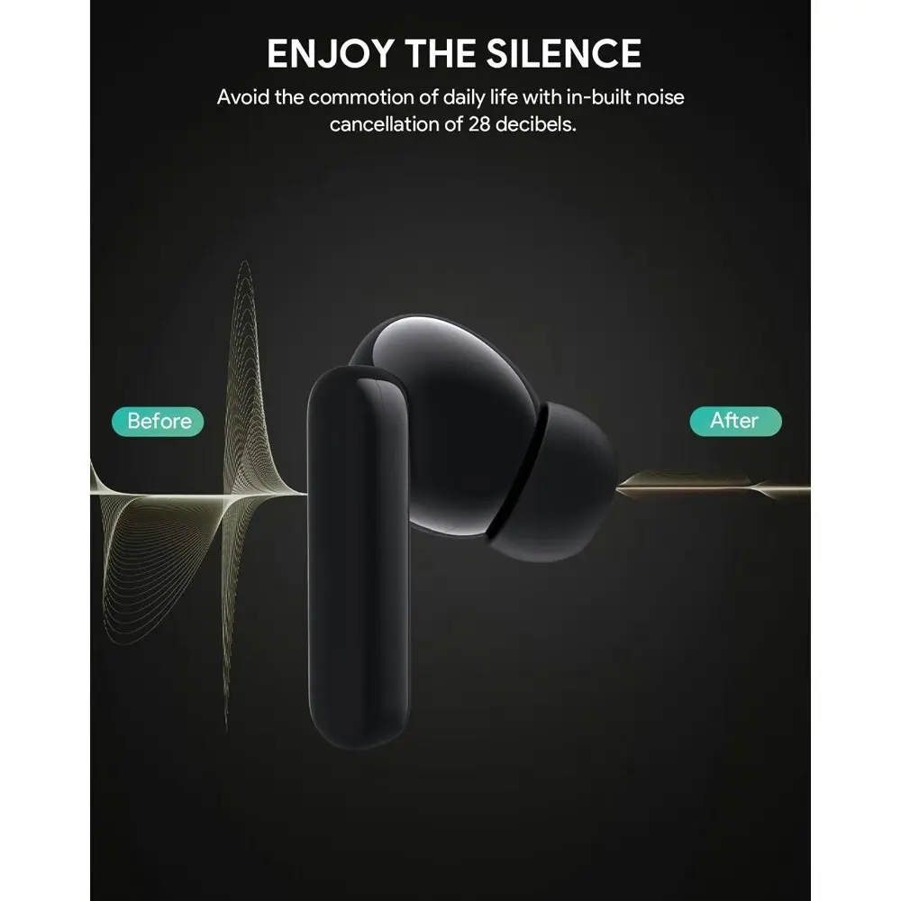 Aukey MiniNC True Wireless Active Noise Cancellation Earbuds/Earphones Black