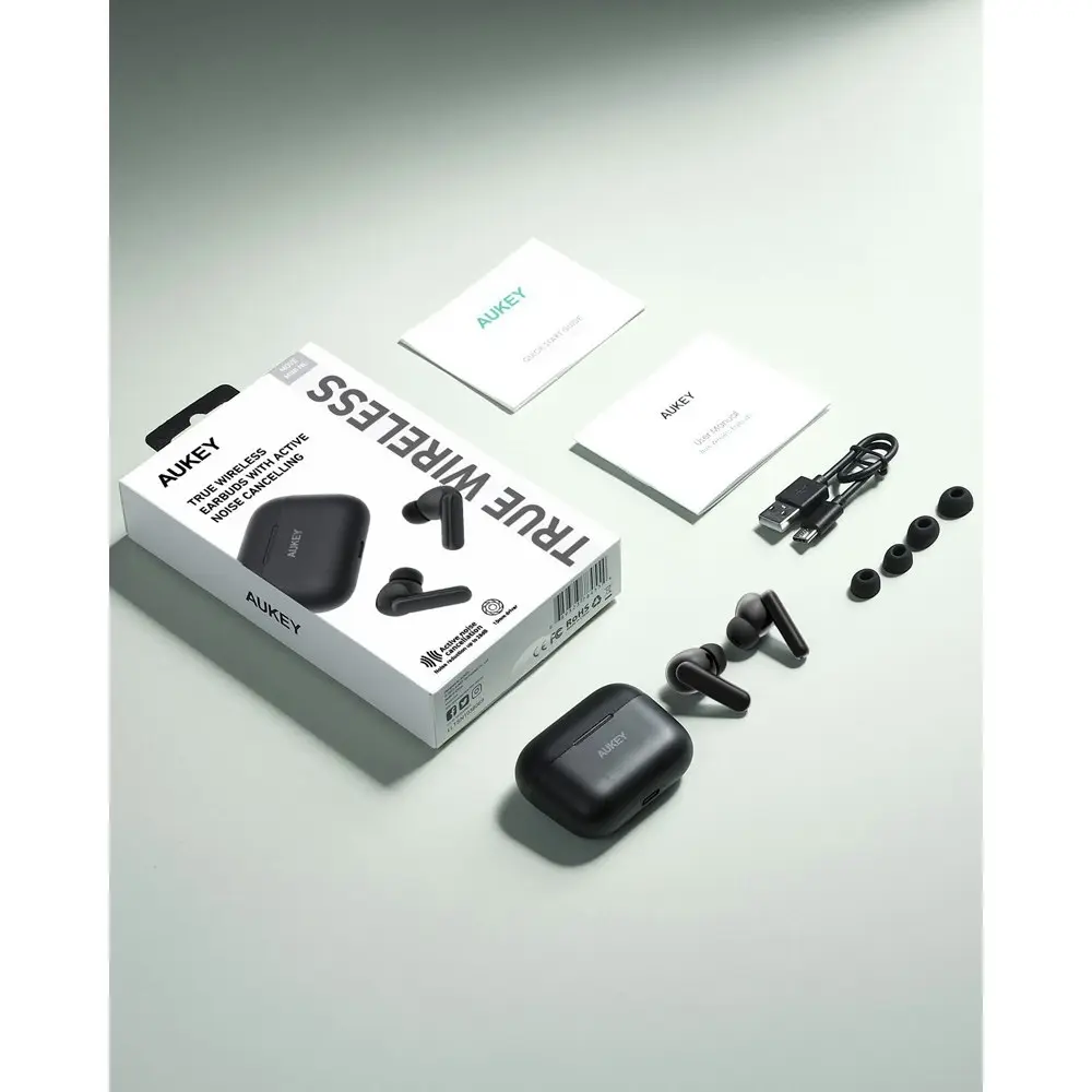 Aukey MiniNC True Wireless Active Noise Cancellation Earbuds/Earphones Black