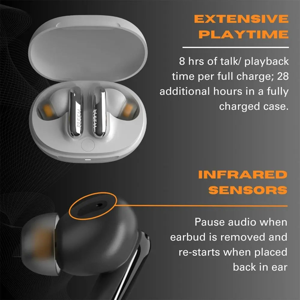 EFM Chicago TWS In-Ear Wireless Earbuds/Earphones w/ Active Noise Cancelling BLK