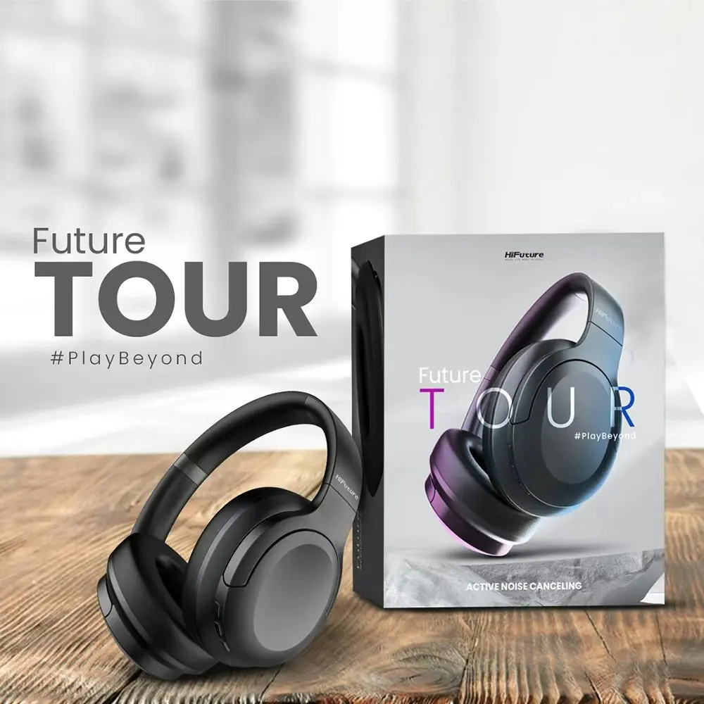 Hifuture FutureTour Active Noise Cancelling Bluetooth High Bass Headphones Black