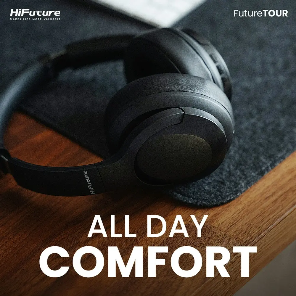 Hifuture FutureTour Active Noise Cancelling Bluetooth High Bass Headphones Black