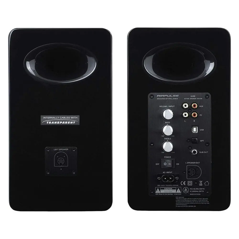 Airpulse A100 Wireless Active Miniature Bookshelf Home Audio Speakers Black