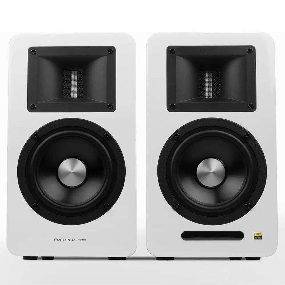 Airpulse A100 Wireless Active Miniature Bookshelf Home Audio Speakers White