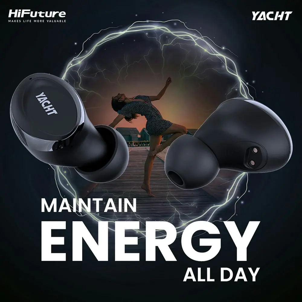 HiFuture Yacht True Wireless Qualcomm Earbuds w/ Noise Cancelling Mic Black