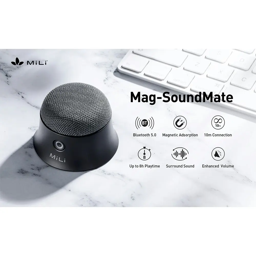 MiLi MagSafe Soundmate Portable 3W Wireless Bluetooth Magnetic Speaker Black