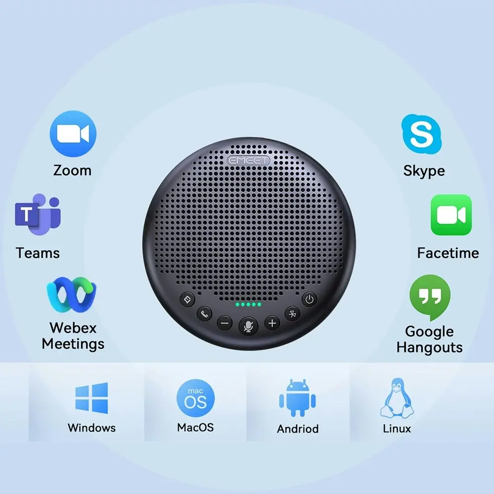 Emeet OfficeCore Luna Plus USB Bluetooth Meeting/Conference Speakerphone Black