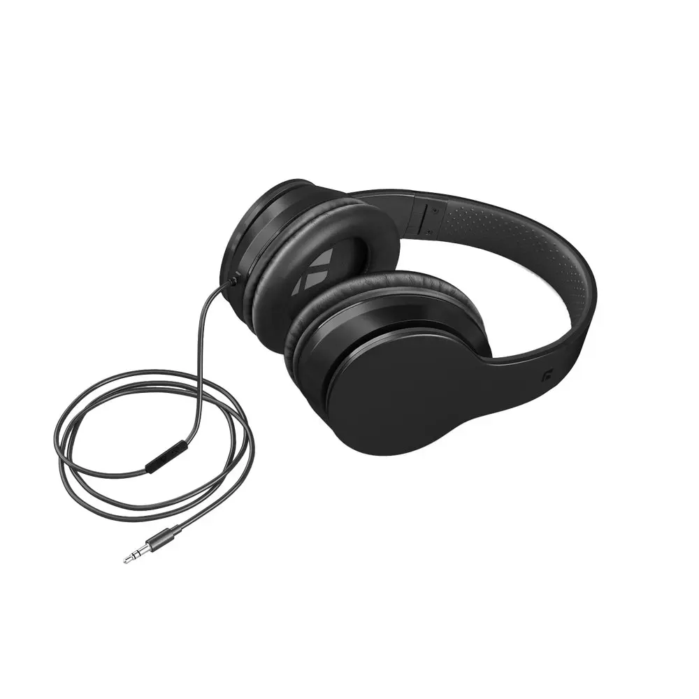 Liquid Ears Foldable Everyday Wired Over-Ear Audio Headphones w/3.5mm Jack Black