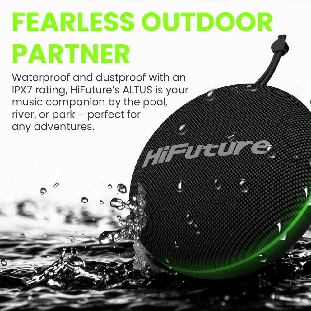 HiFuture Altus 10W Portable Wireless Bluetooth Music Speaker w/ LED Lights Black