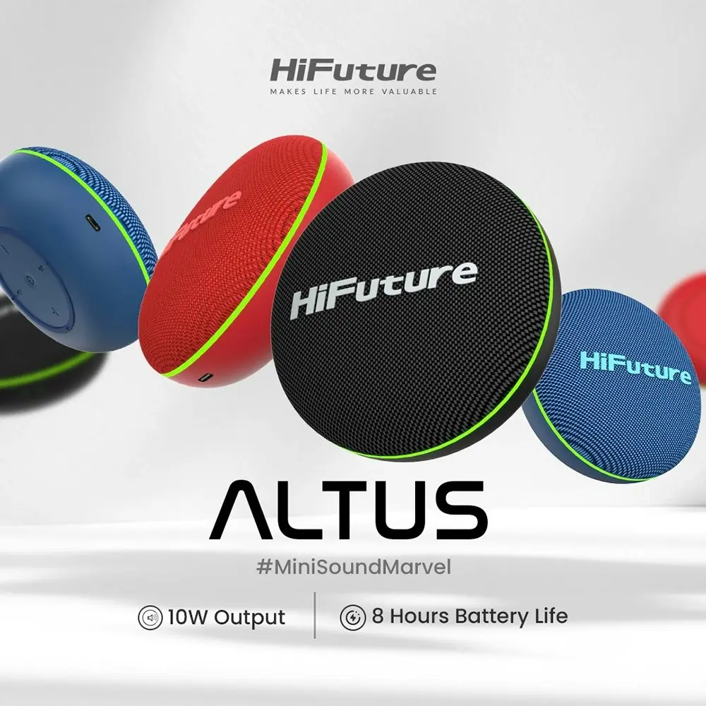 HiFuture Altus 10W Portable Wireless Bluetooth Music Speaker w/ LED Lights Black