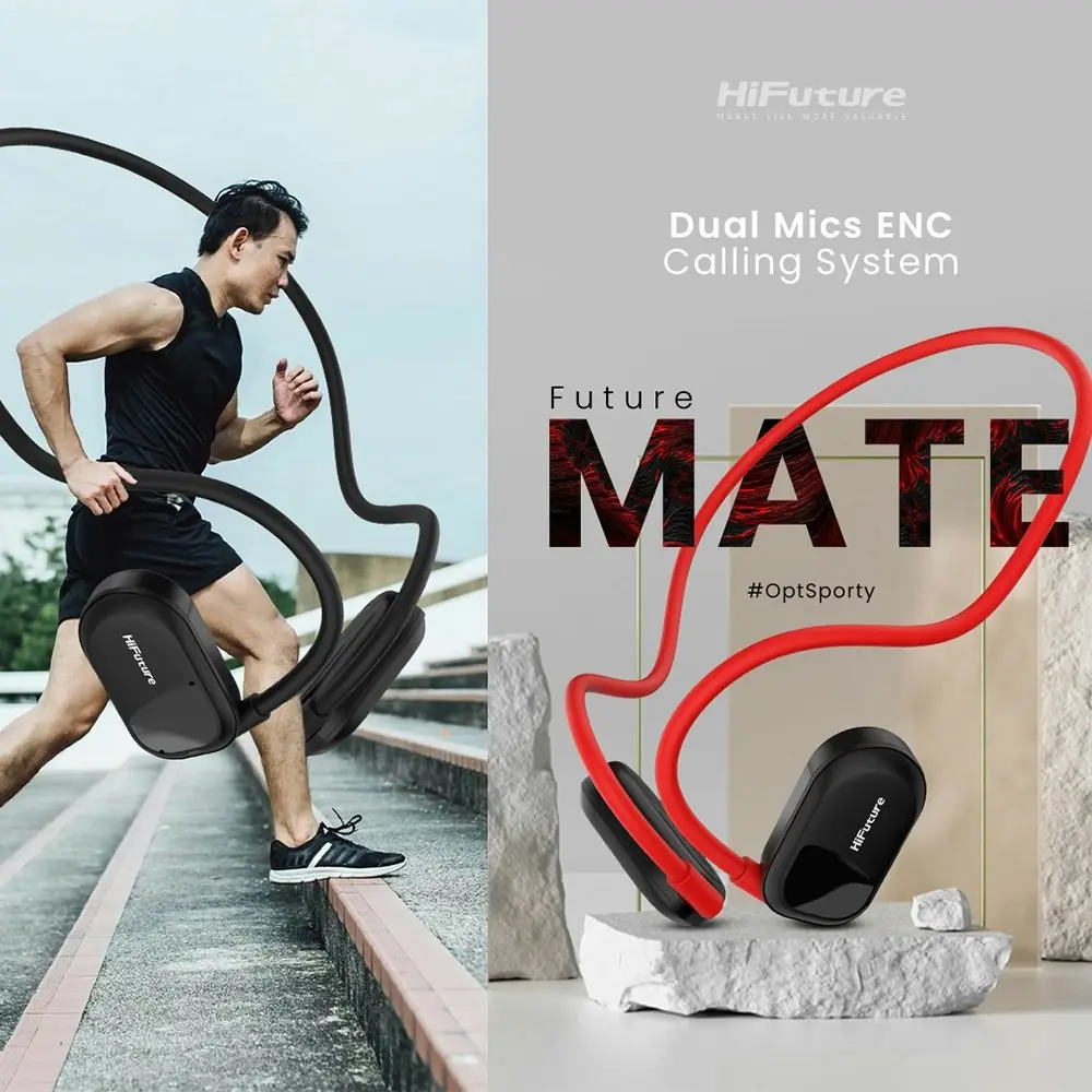 HiFuture FutureMate Open Ear Air Conduction Wireless Headphones w/ 2-Mic Black